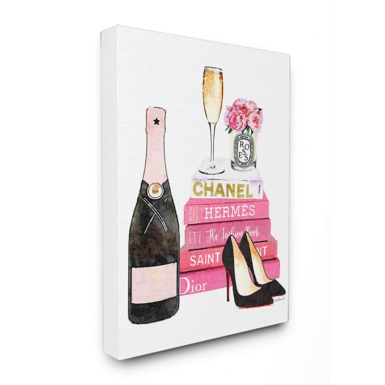 Stupell Industries Fashion Books & Champagne Canvas Wall Art
